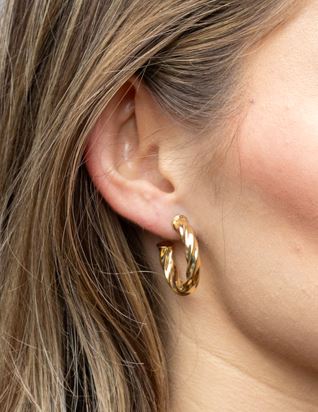 18k Gold Filled Twisted Half-Hoop Earrings – Classic Italian Style with Modern Elegance