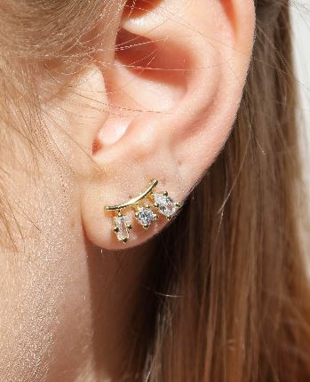 CAMi 18k Gold Filled 3-Shape Cubic Zirconia Stud Earrings – Artistic, Elegant & Unique