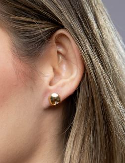 CAMi 18k Gold Filled Split Round Button Stud Earrings with Cubic Zirconia – Minimalist, Elegant & Modern
