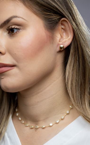 CAMi 18k Gold Filled Split Round Button Stud Earrings with Cubic Zirconia – Minimalist, Elegant & Modern