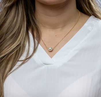 18k Gold Filled Solitaire Pearl Necklace – Classic, Elegant & Handcrafted in Brazil