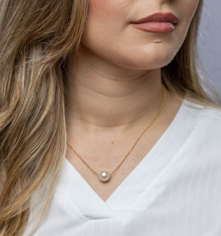 18k Gold Filled Solitaire Pearl Necklace – Classic, Elegant & Handcrafted in Brazil