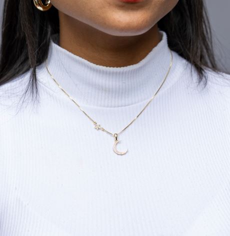 18k Gold Filled Moon and Star Necklace – Celestial, Elegant & Handcrafted in Brazil