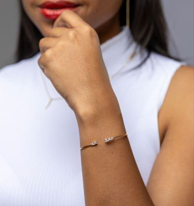 CAMi Dainty 18k Gold Filled Cuff Bracelet with CZ Stones – Minimalist, Elegant & Handcrafted in Brazil