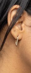 CAMi 18k Gold Filled V Shape CZ Clicker Hoop Earrings – Modern, Sparkling & Handcrafted in Brazil