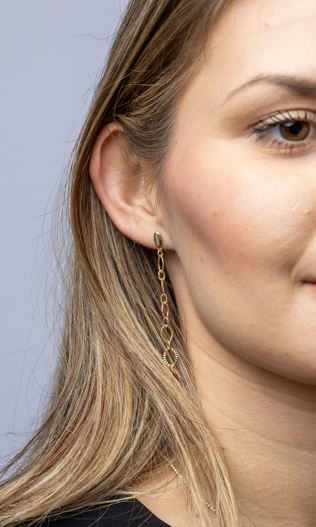 18k Gold Filled Diamond Cut Fancy Chain Earrings – Bold, Dazzling & Handcrafted in Brazil