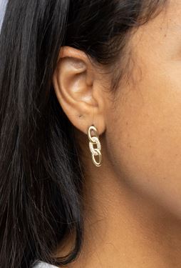 CAMi 18k Gold Filled Faux Chain Drop Earrings – Modern Elegance with Sparkling CZ