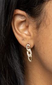 CAMi 18k Gold Filled Faux Chain Drop Earrings – Modern Elegance with Sparkling CZ