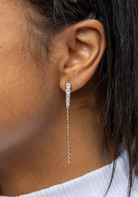 CAMi 18k Gold Filled CZ and Beads Gradient Drop Earrings – Elegant, Unique & Eye-Catching