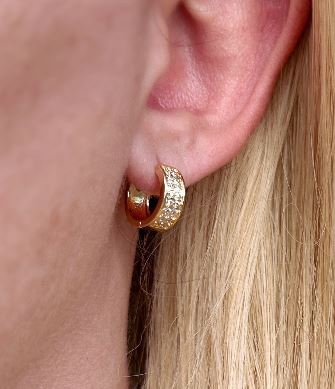 CAMi 18k Gold Filled Wide CZ Clicker Hoop Earrings – Bold, Sparkling & Timeless