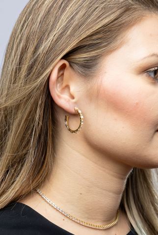 CAMi 18k Gold Filled Baguette Cubic Zircon Hoop Earrings – Bold Sparkle & Timeless Glamour
