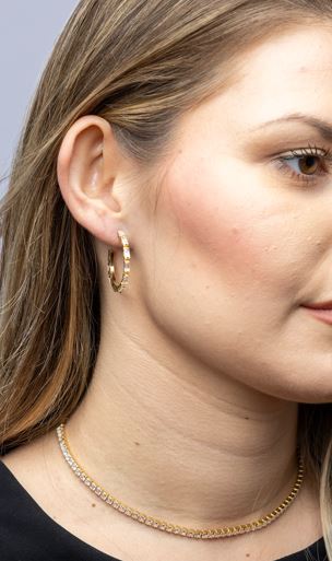CAMi 18k Gold Filled Baguette Cubic Zircon Hoop Earrings – Bold Sparkle & Timeless Glamour