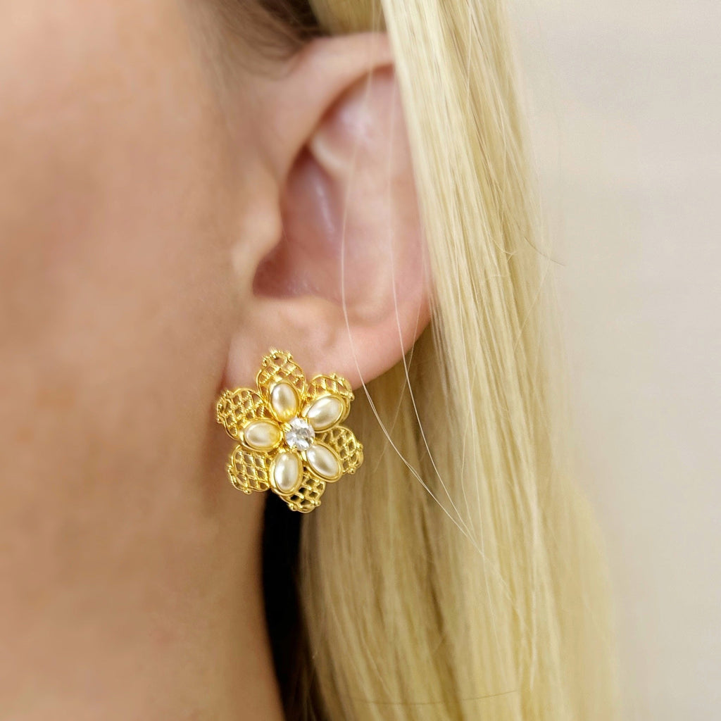 18k Gold Filled Mesh Flower Earrings – Feminine, Elegant & Handcrafted