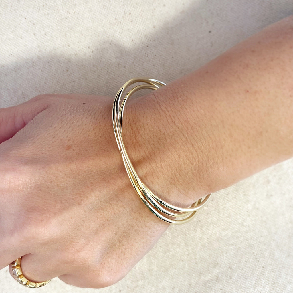 CAMi 18k Gold Filled Triple Bangle Bracelet – Elegant, Timeless & Handcrafted in Brazil