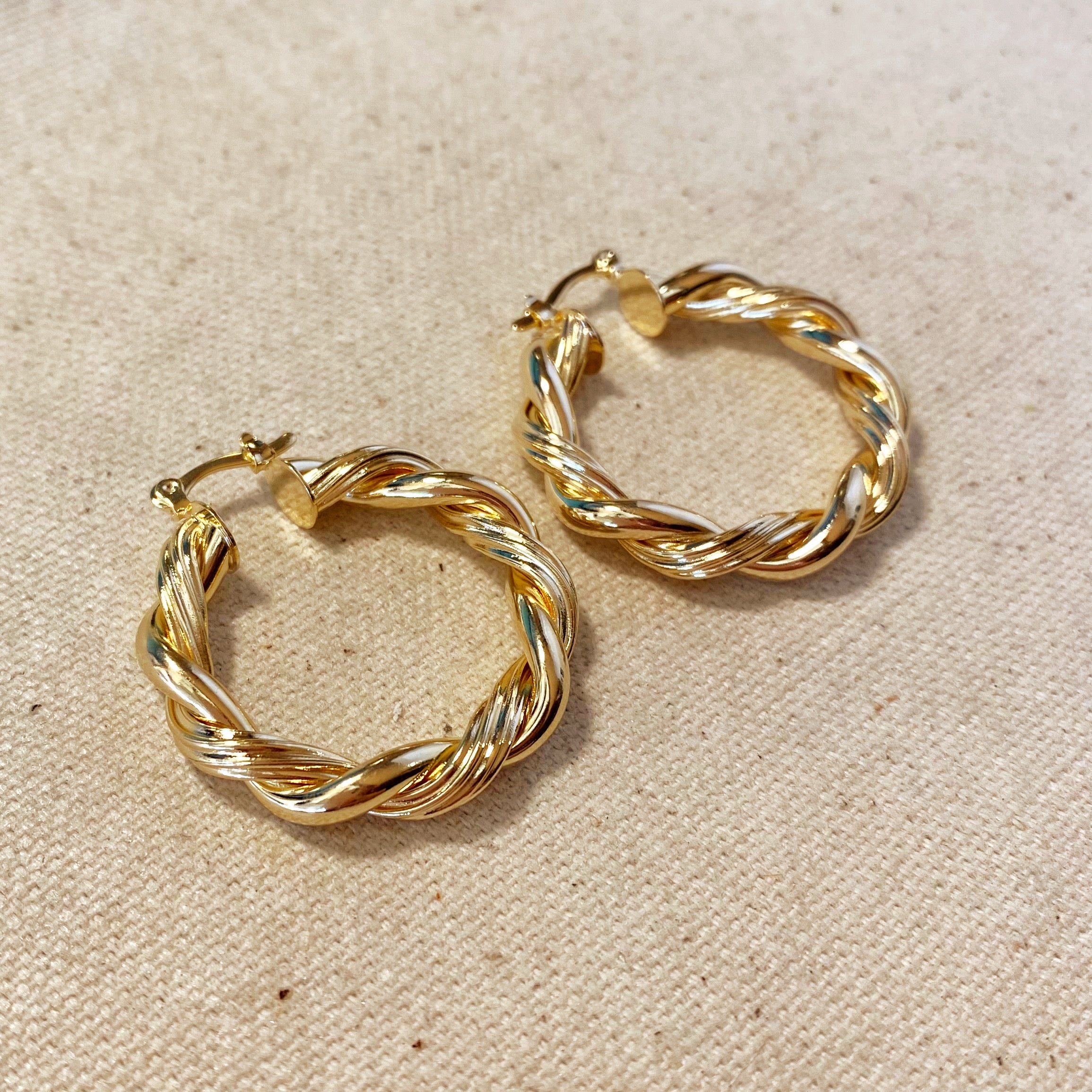 18k Gold Filled 30mm Double Twisted Tube Hoop Earrings – Bold, Elegant & Timeless